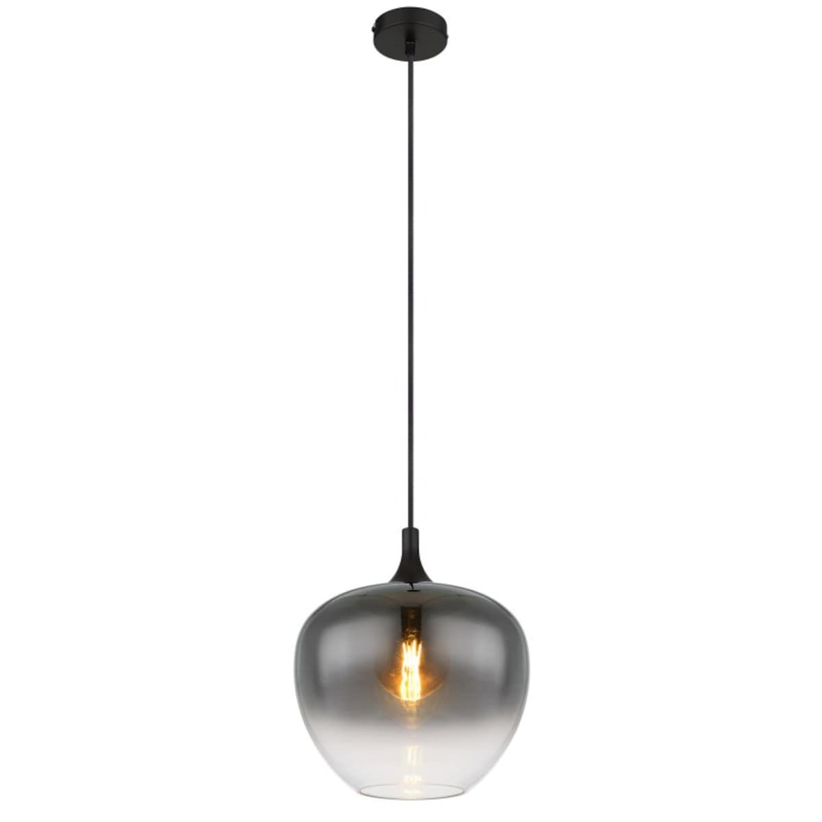 Lampa Wisząca MAXY 15548H1 Czarna Matowa Przydymione Szkło Globo