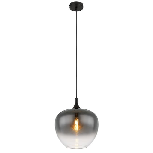 Lampa Wisząca MAXY 15548H1 Czarna Matowa Przydymione Szkło Globo