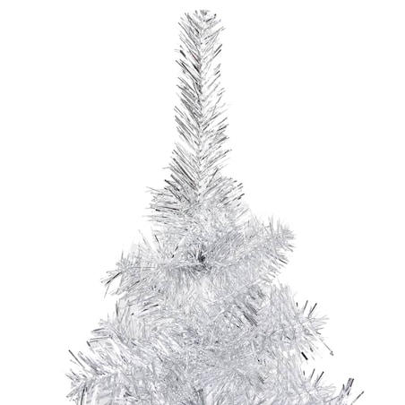 vidaXL Sztuczna choinka z lampkami i bombkami, srebrna, 240 cm, PET
