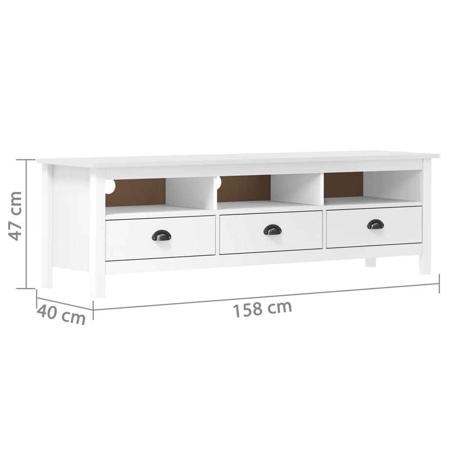vidaXL Szafka pod TV Hill, biała, 158x40x47 cm, lite drewno sosnowe
