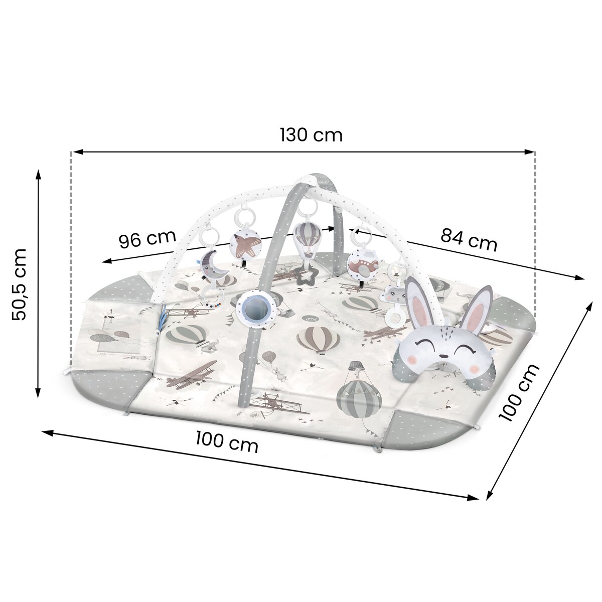 Mata edukacyjna interaktywna Retro dla niemowląt dwustronna składana XXL 5w1 Nukido