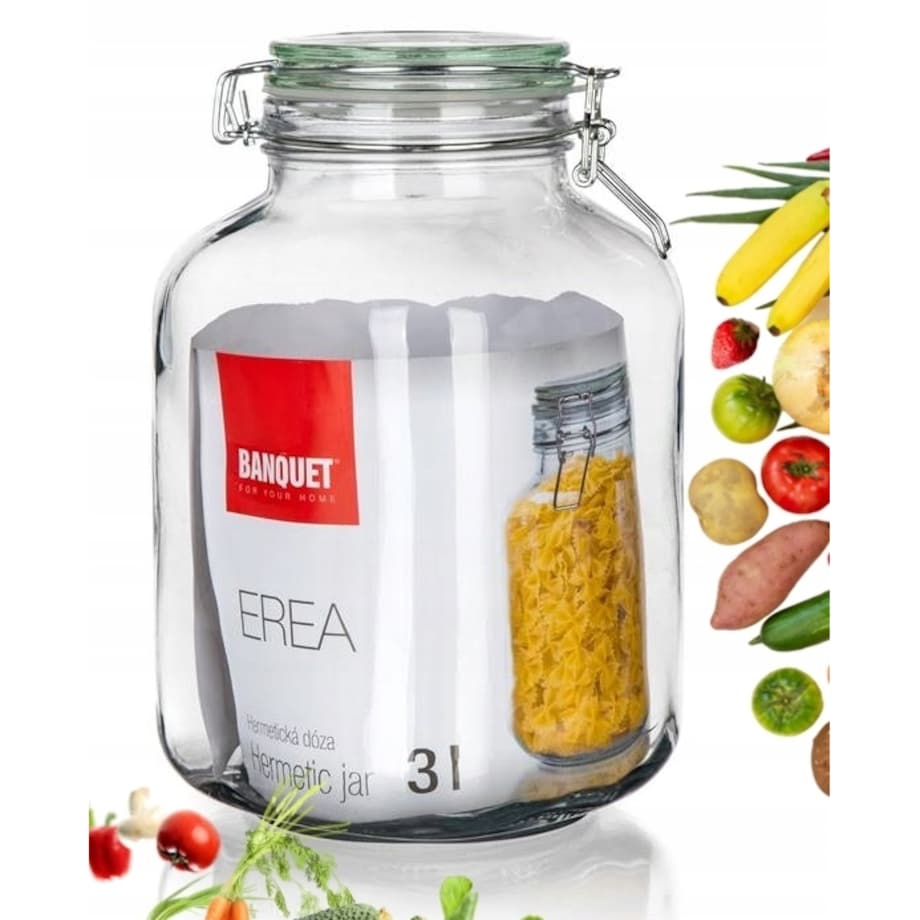 4x SŁOIK SZKLANY z klipsem hermetyczny na przetwory ogórki weki kapusta 3 L