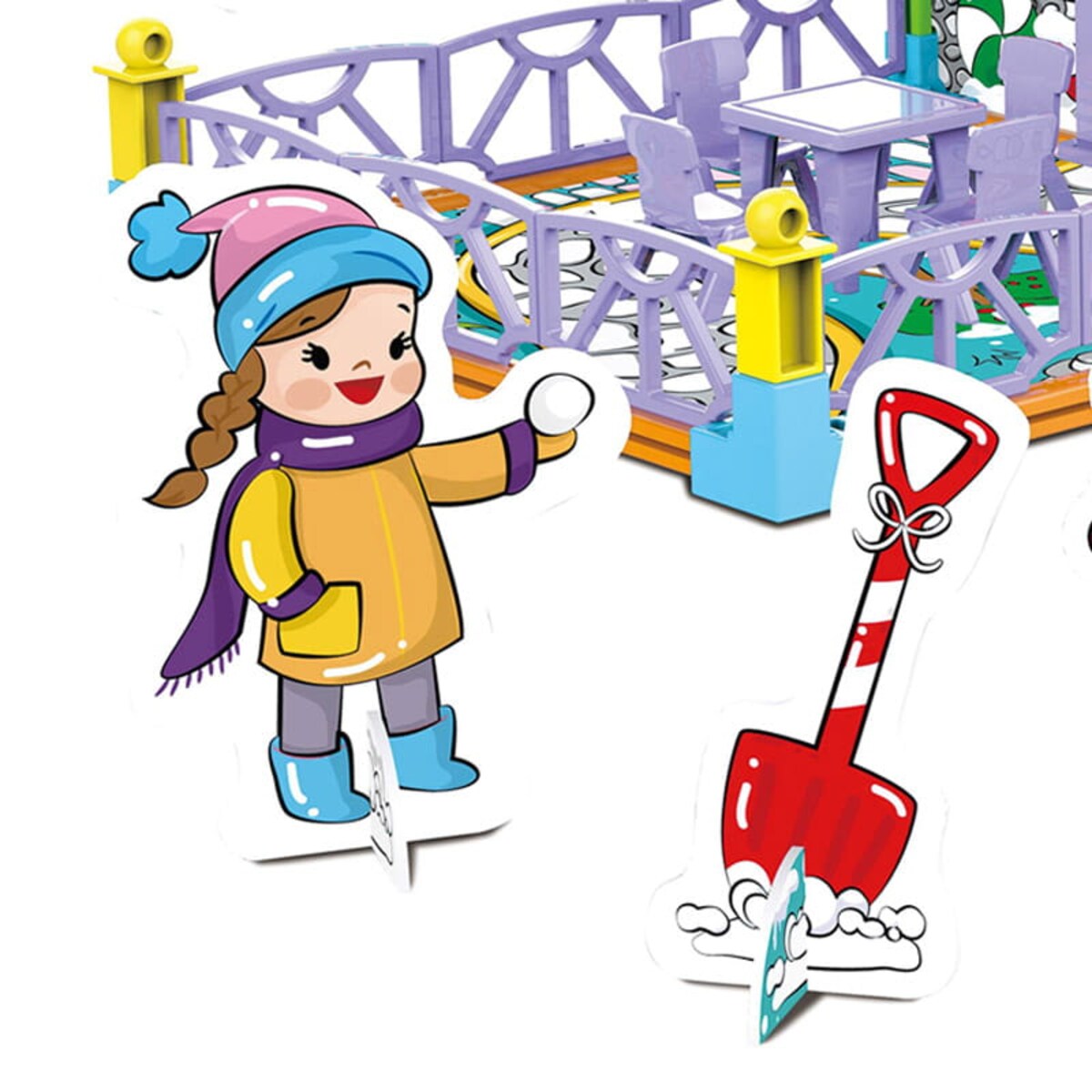 Dwustronny domek do składania i kolorowania - Zimowa chatka