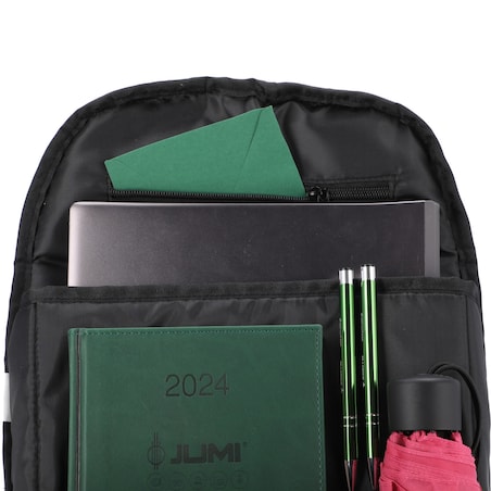 Plecak Czarny Miejski Podróżny Na Laptop 15,6" Do Samolotu 5 Komorowy