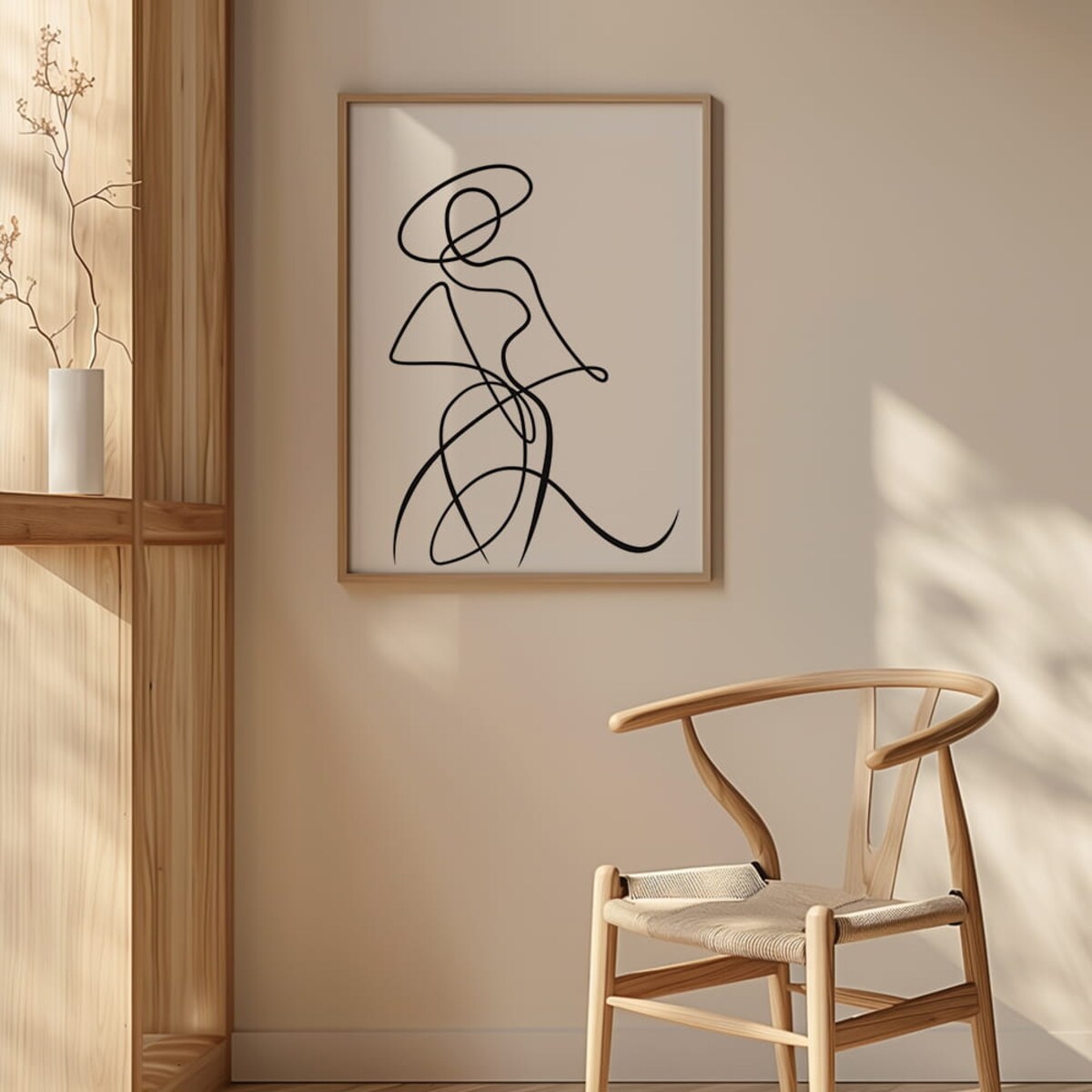 plakat line art kobieta w kapeluszu 1 50x70 cm