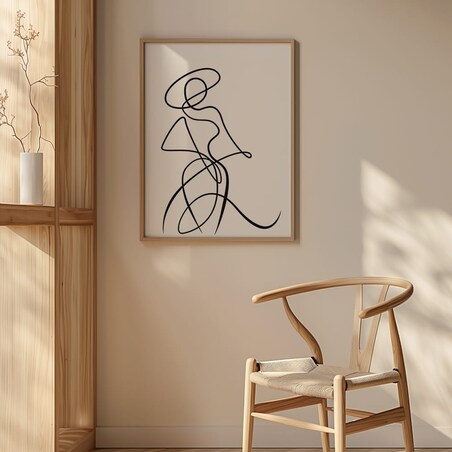 plakat line art kobieta w kapeluszu 1 50x70 cm