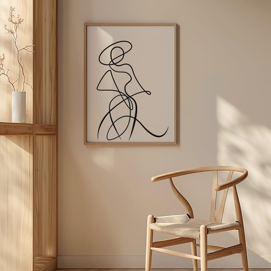 plakat line art kobieta w kapeluszu 1 50x70 cm