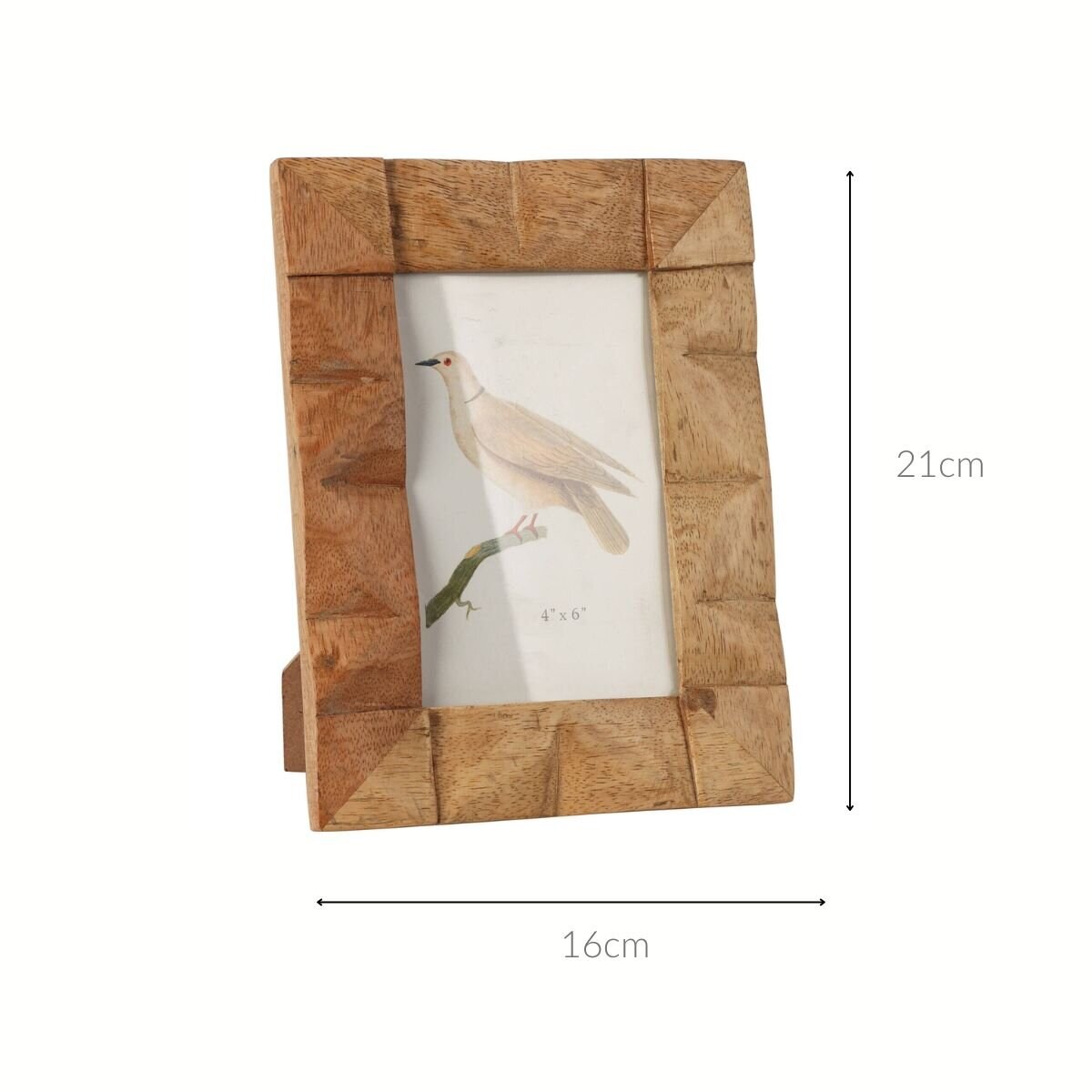 Stojąca ramka na zdjęcie z ozdobną ramą z drewna mango, 10 x 15 cm
