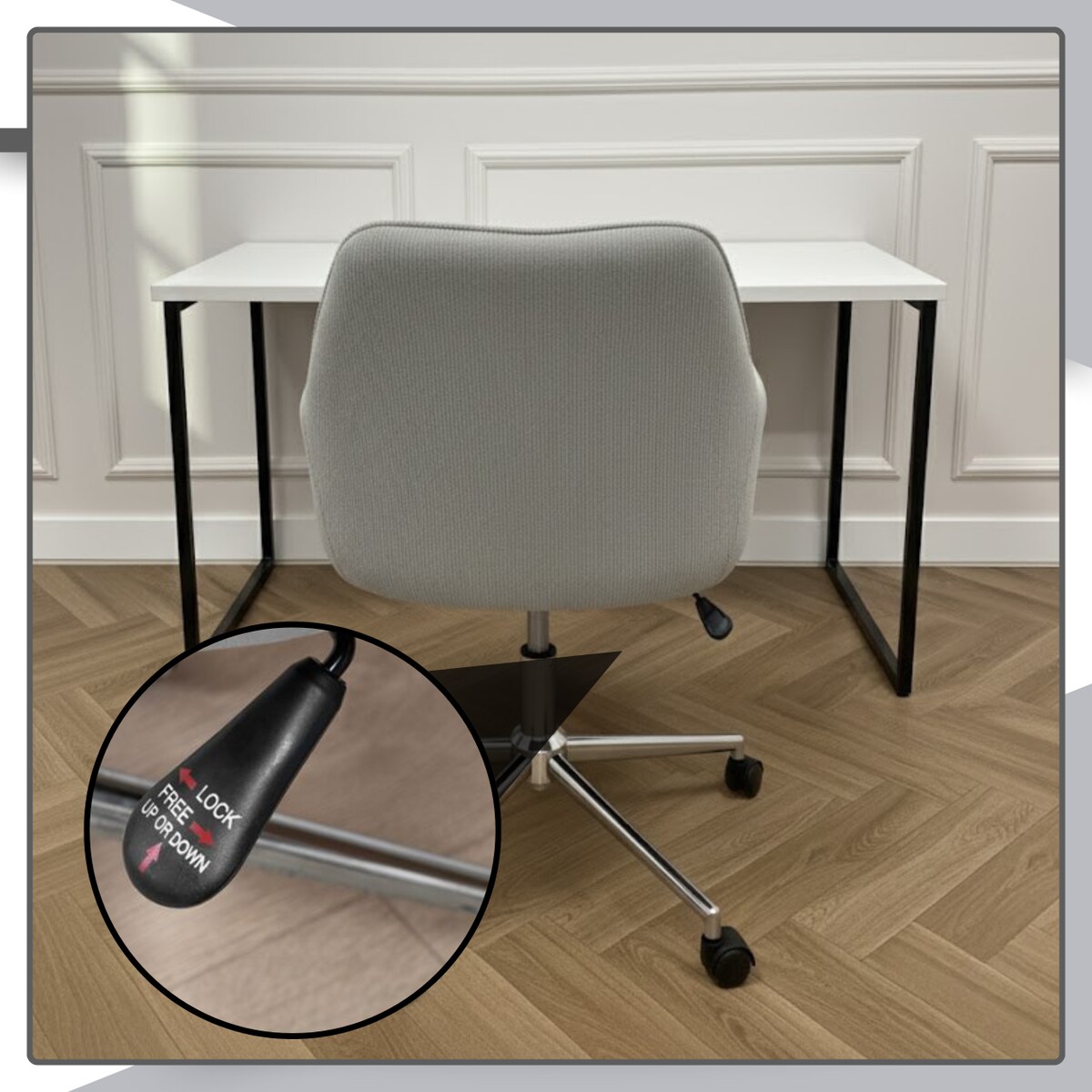 Fotel biurowy obrotowy krzesło biurowe tkanina prążkowana do biurka regulowany szary