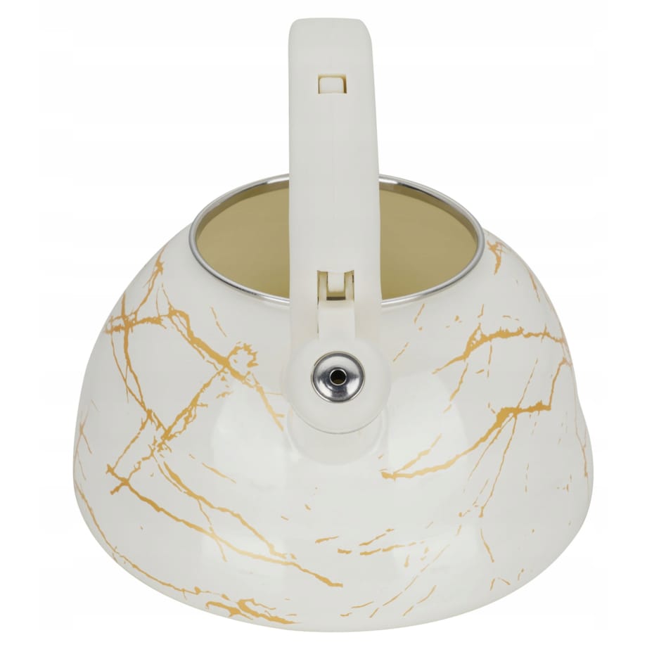 Czajnik Emaliowany Retro 2.2L Z Gwizdkiem Stal Węglowa Biały Indukcja Gaz