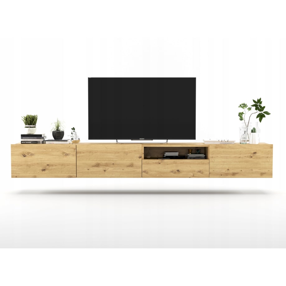 Szafka RTV Loft Wisząca Dąb Artisan MAT Komoda RTV Szuflada 240 cm