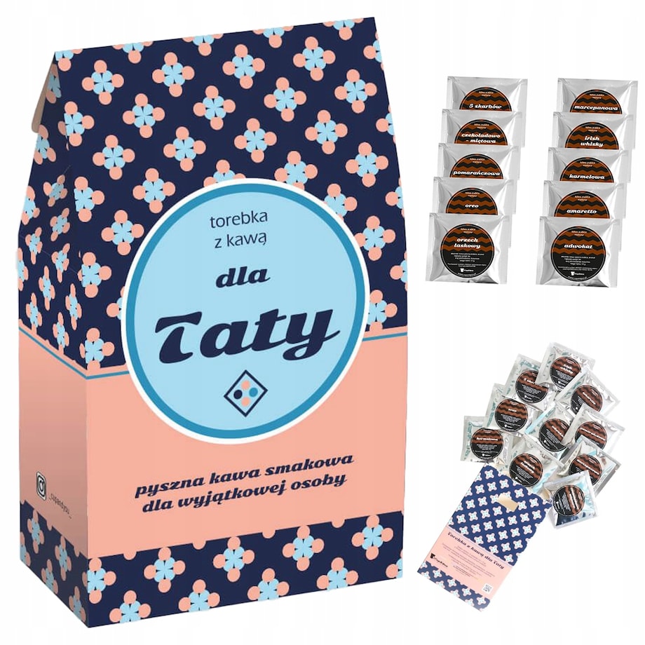 ZESTAW PREZENTOWY UPOMINKOWY BOX - 10 RÓŻNYCH SMAKÓW KAW MIELONYCH ARABICA - PREZENT UPOMINEK DLA TATY TEŚCIA NA DZIEŃ OJCA URODZINY