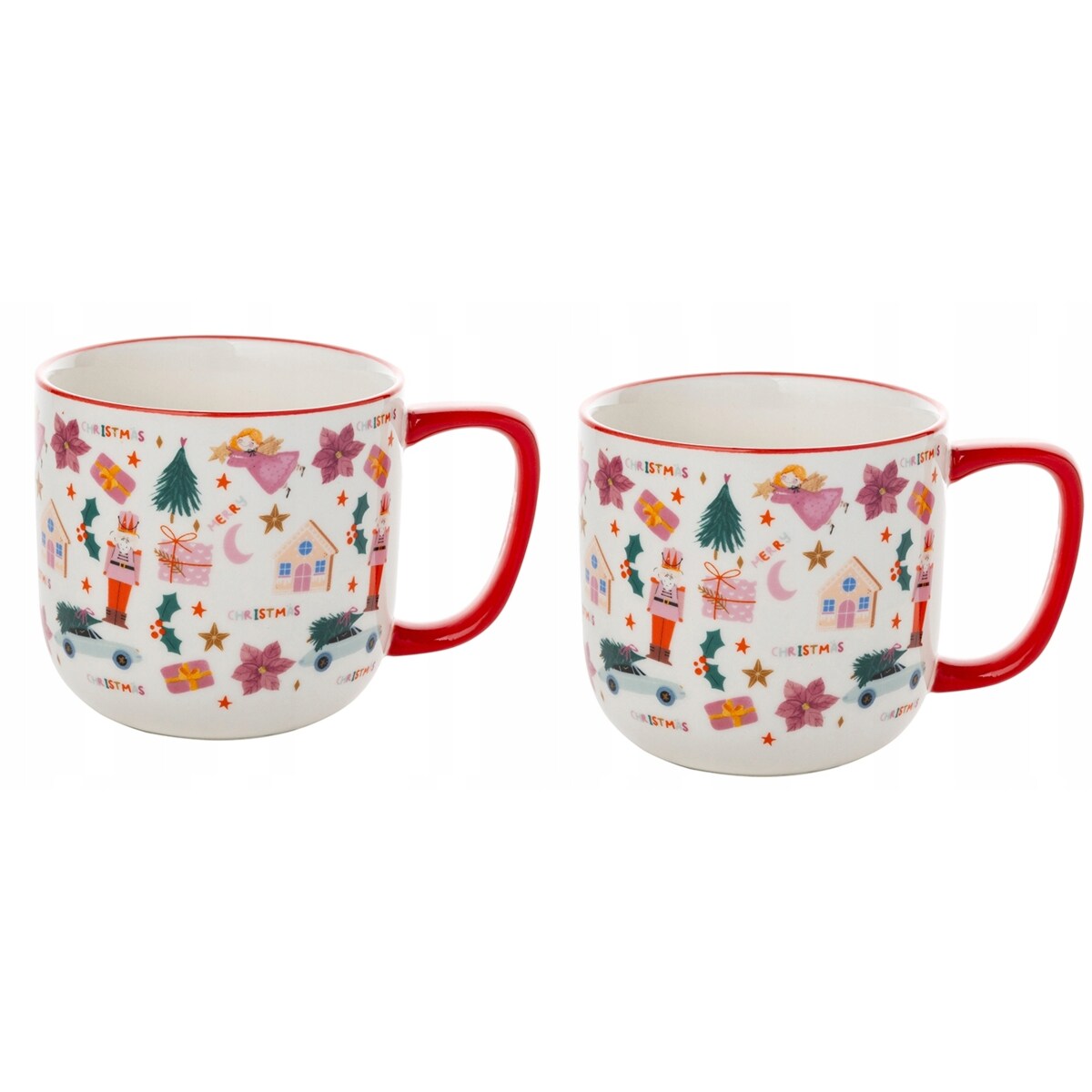 ŚWIĄTECZNY KUBEK 2szt wzorek na prezent KAWĘ HERBATĘ 350 ml kakao napoje