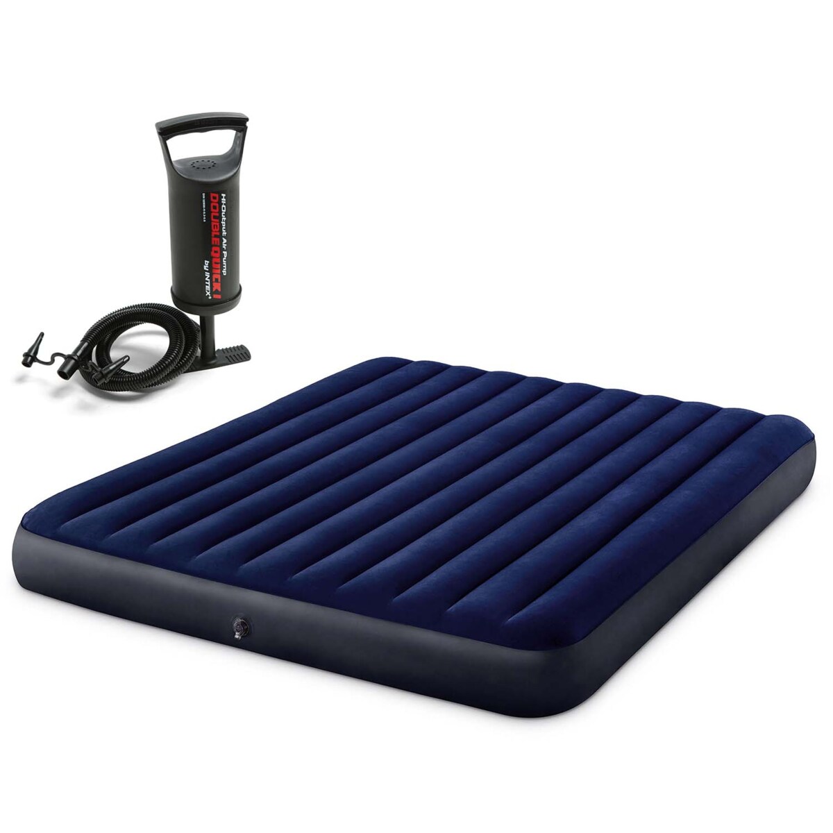 Materac dmuchany Intex welur 203x183x25cm + pompka 64755