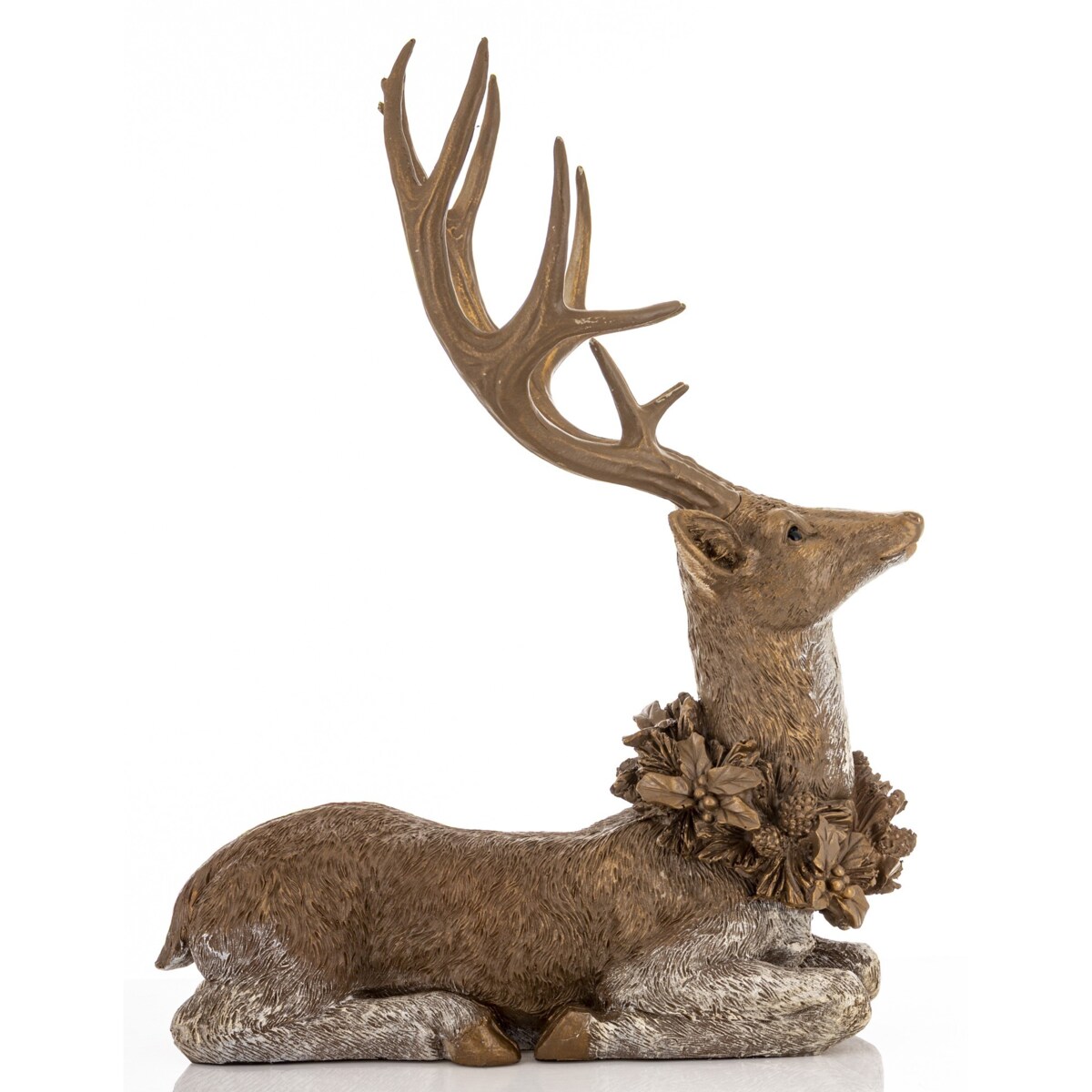 Dekoracja - figurka leżącego jelenia 50x39x27 cm SHIKA-2 brązowy z wieńcem
