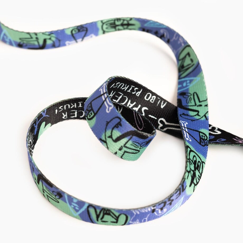 Smycz miejska dla psa lub kota "Spacer slbo psikus" - Szerokość taśmy: 20mm, Rozmiar: M oraz Rodzaj: Mały karabinek