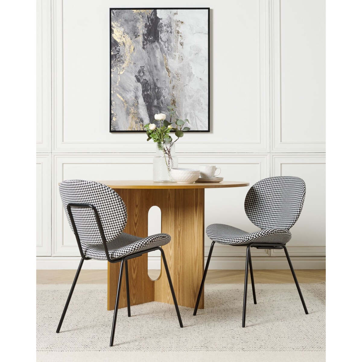 Zestaw 2 krzeseł do jadalni czarno-biały LUANA