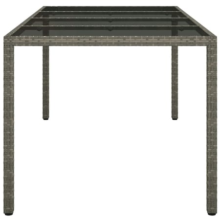 vidaXL Stół ogrodowy, szary, 190x90x75 cm, szkło i rattan PE