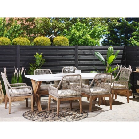 Zestaw ogrodowy dla 6 osób OLBIA z poduszkami Beton Beżowy