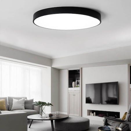 Plafoniera LAMPA sufitowa MODERN MD1001-30-HW Abigali metalowa OPRAWA plafon LED 20W 3000K okrągły czarny