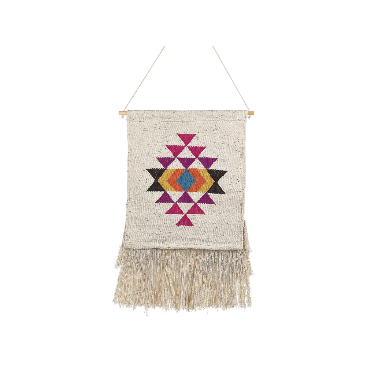 Dekoracja ścienna z frędzlami bawełniana beżowa VEHARI