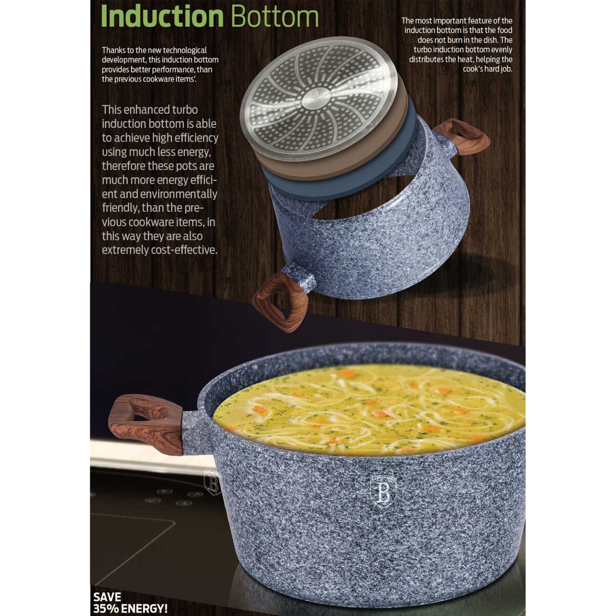 Zestaw 5 ele. 2 Zestaw garnków z patelnią 24cm BERLINGER HAUS Forest Line