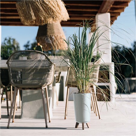 Donica Ogrodowa 23,9 Cm Na Nóżkach Wysoka Doniczka Dekoracyjna Biała