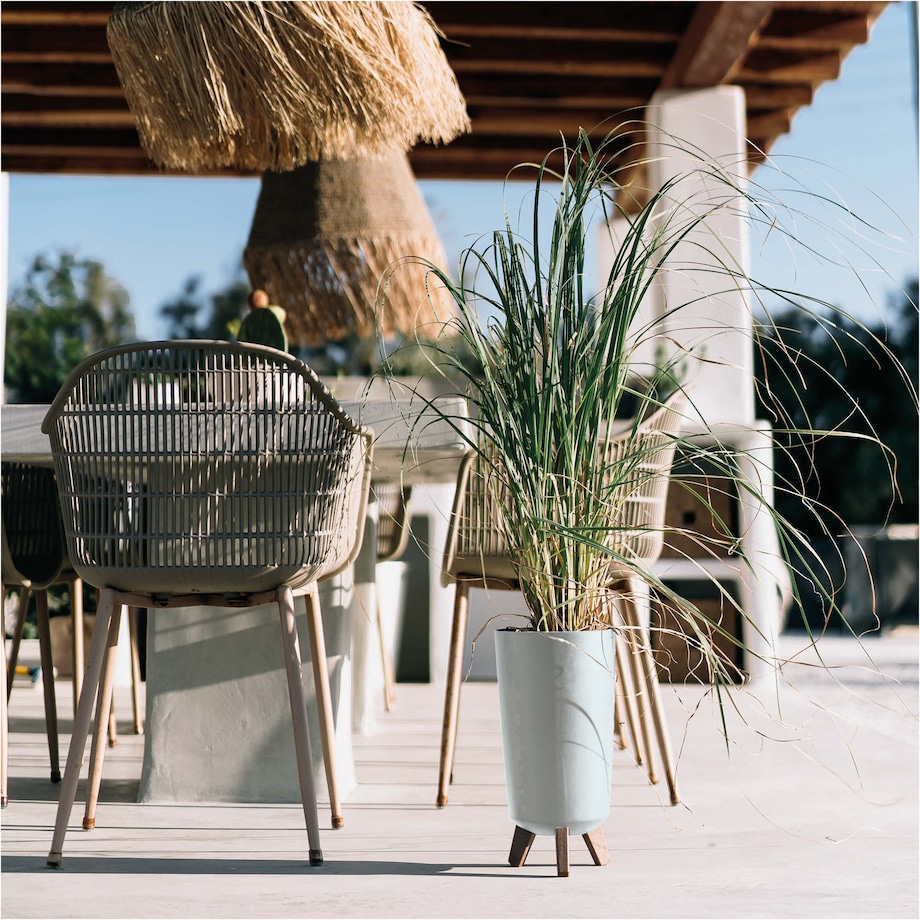 Donica Ogrodowa 23,9 Cm Na Nóżkach Wysoka Doniczka Dekoracyjna Biała