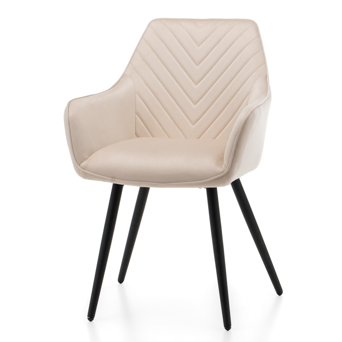 Krzesło tapicerowane welurowe do salonu jadalni VASTO beżowe