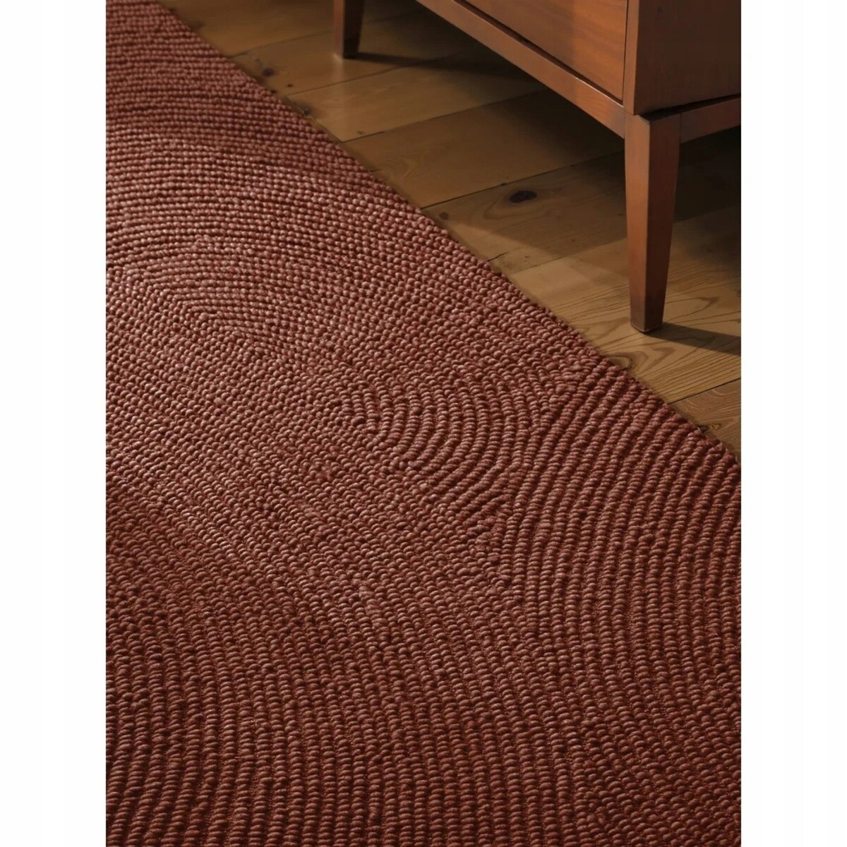 Chodnik wełniany na korytarz 80x200cm,brązowy wzór w półkola, efekt 3d