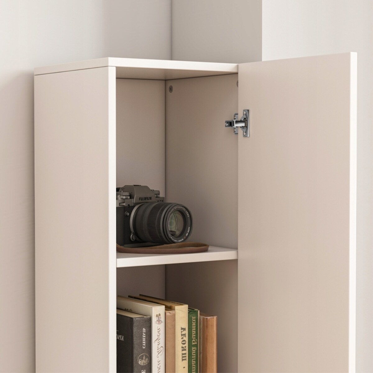 Regał Szafka Biała Nowoczesna Stojąca Słupek Wysoki Loft 2-drzwiowy 174 Cm