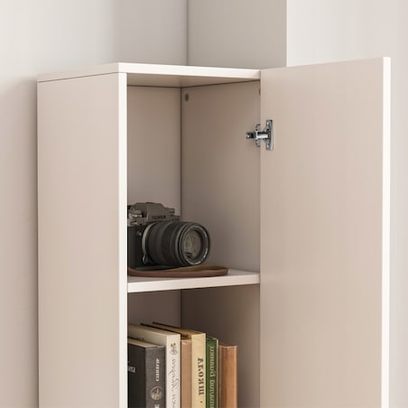 Regał Szafka Biała Nowoczesna Stojąca Słupek Wysoki Loft 2-drzwiowy 174 Cm