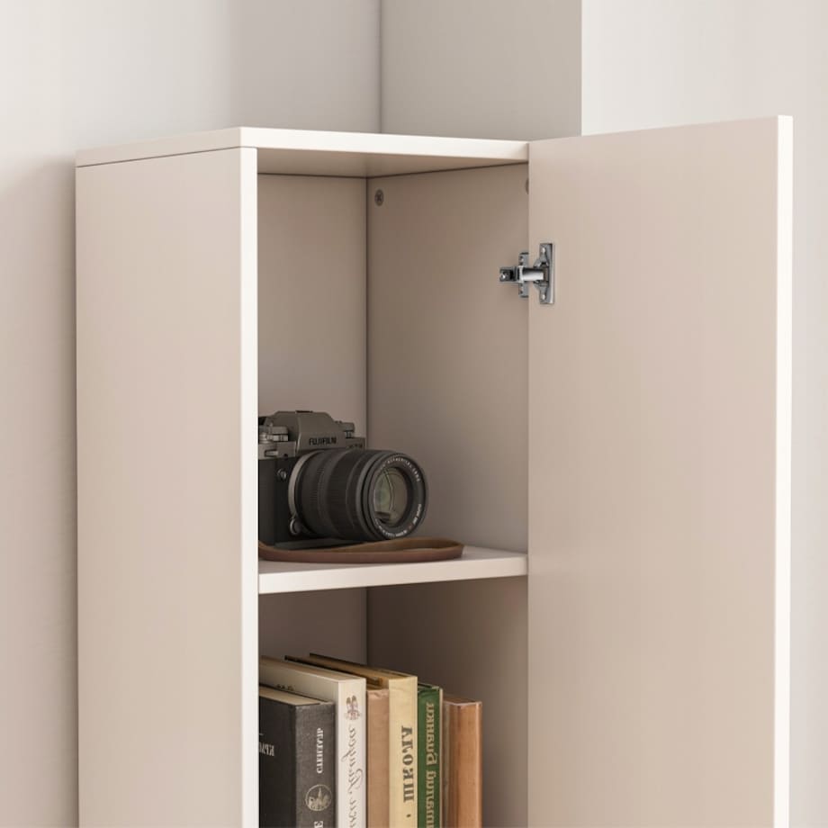 Regał Szafka Biała Nowoczesna Stojąca Słupek Wysoki Loft 2-drzwiowy 174 Cm