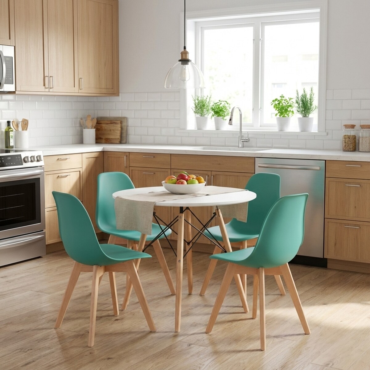 Krzesło do jadalni Kito Zielone, Nogi Naturalne 4 szt.