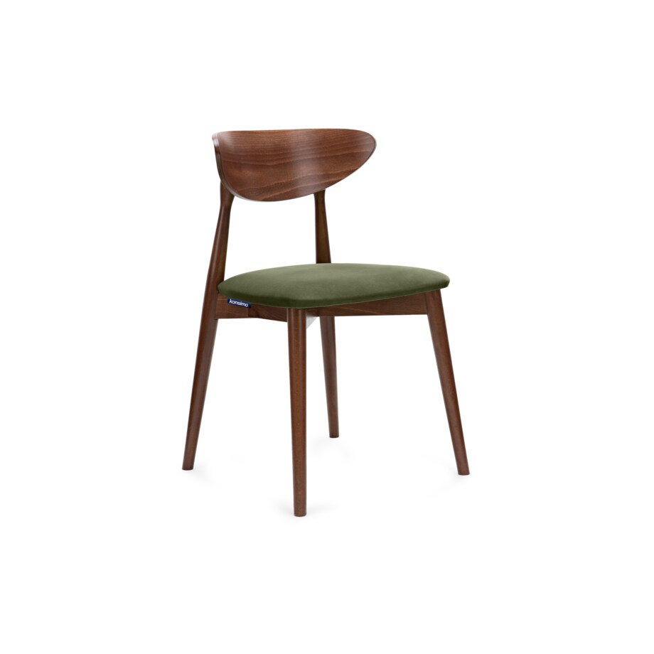 KONSIMO RABI drewniane krzesła 2 sztuki orzech zielony welur