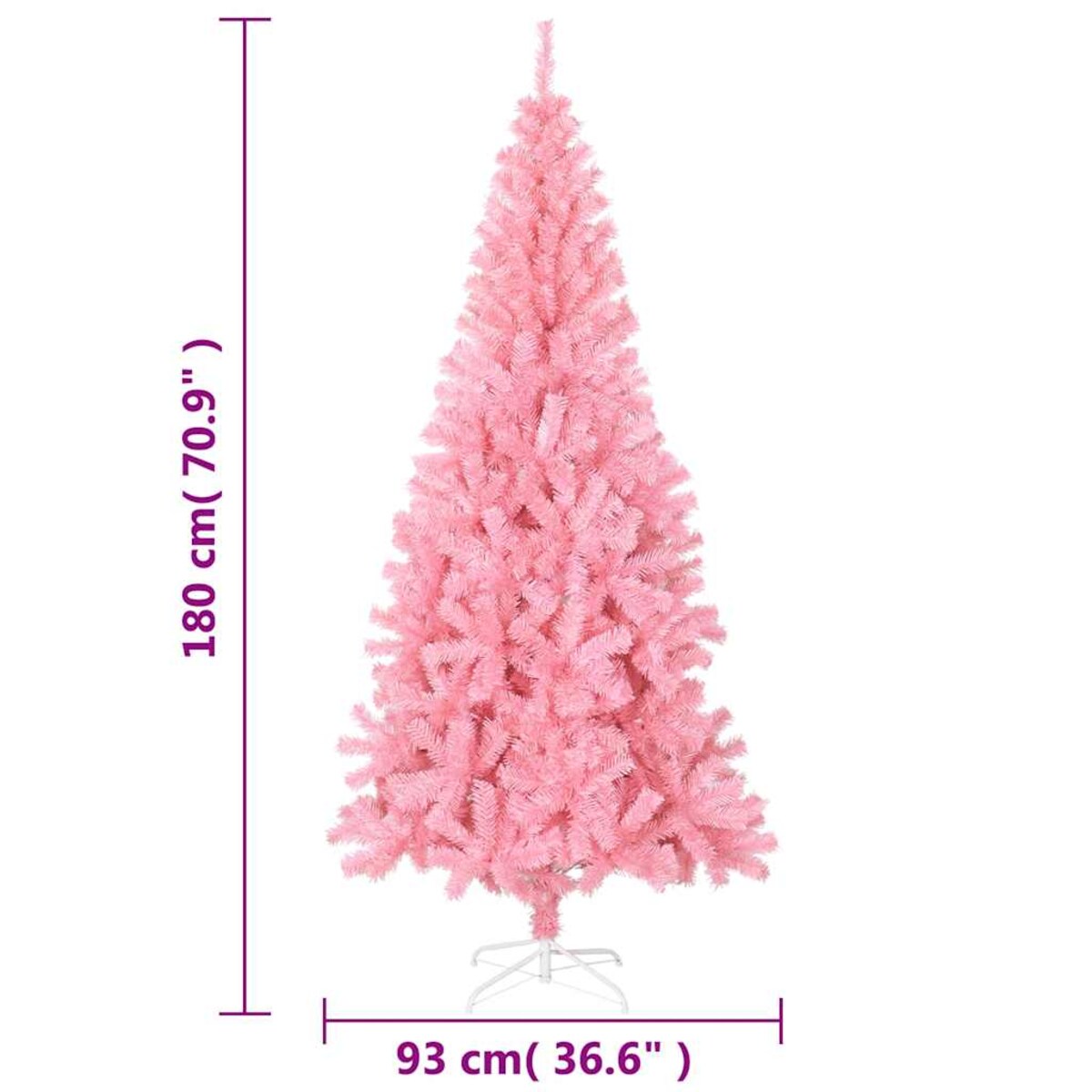 vidaXL Sztuczna choinka ze stojakiem, różowa, 180 cm, PVC