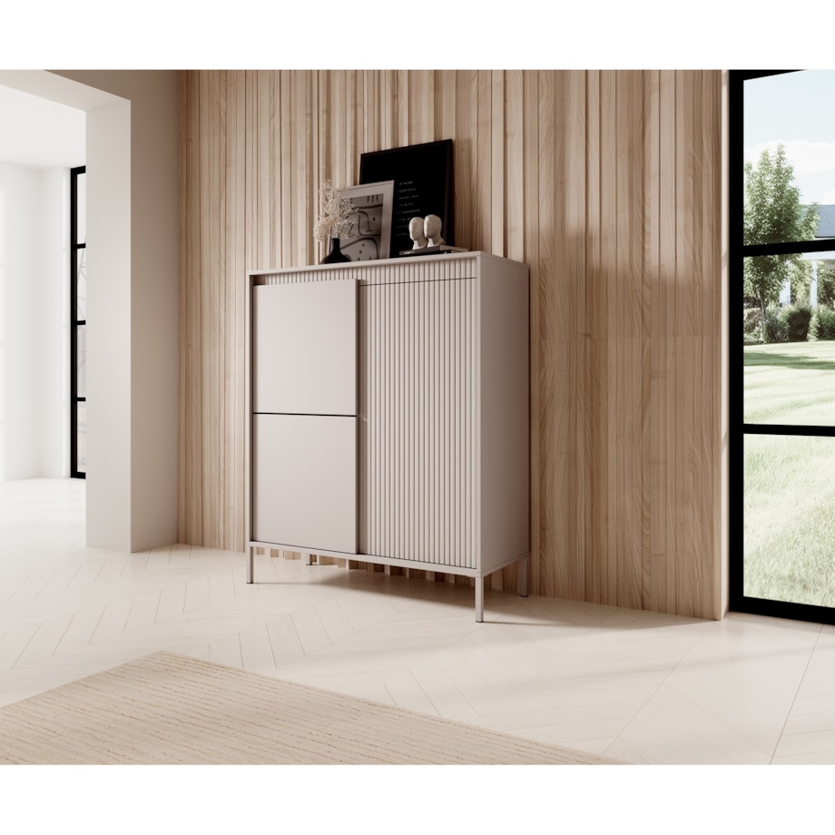 Komoda Wysoka 3D ENSO ryflowana, beżowa
