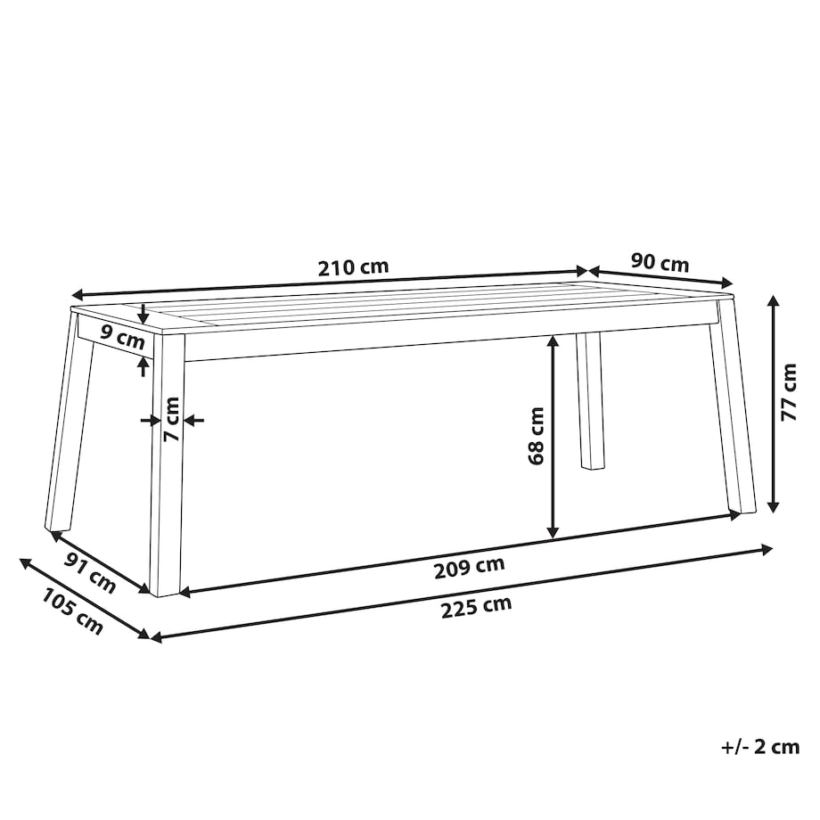 Stół ogrodowy LIVORNO 210 cm 90 cm Drewno akacjowe Brązowy