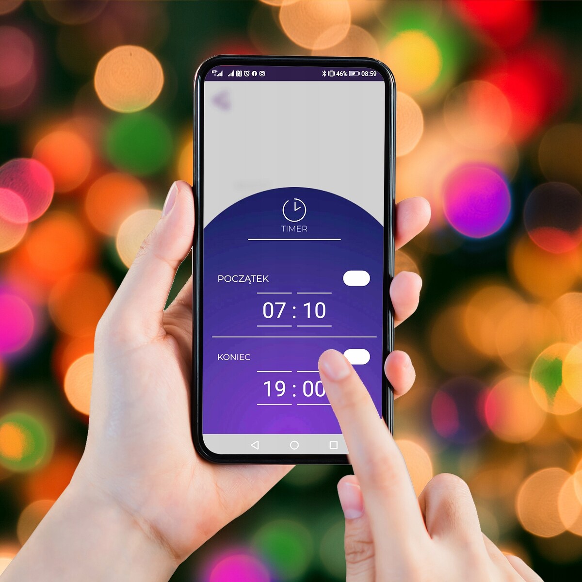 Inteligentne Lampki Multikolorowe 200 Led Z Aplikacją Mobilną Do Dekoracji
