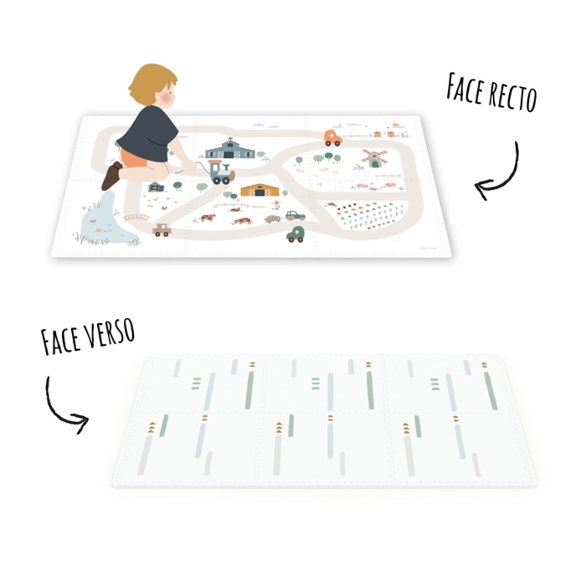 Play&Go Dwustronna Mata Piankowa EEVAA 3w1 Farm 120x180cm