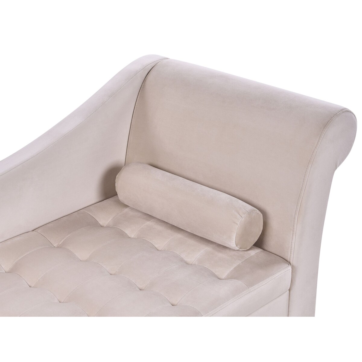 Szezlong welurowy ze schowkiem prawostronny beżowy PESSAC