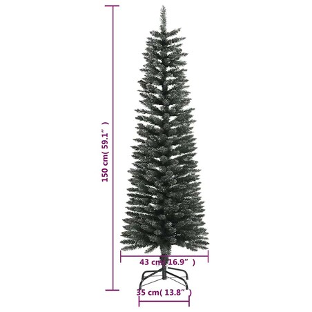 vidaXL Sztuczna, smukła choinka ze stojakiem, zielona, 150 cm, PVC