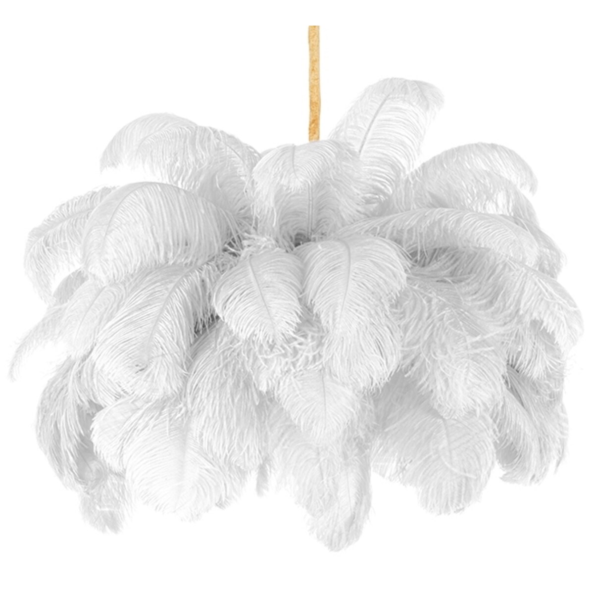 Lampa wisząca Tiffany JD0019.WHITE strusie pióra białe złote