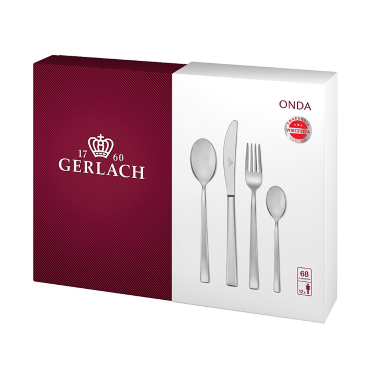 Zestaw sztućców Gerlach Onda 68 Elementów Srebrny Połysk Pudełko / 12 Os