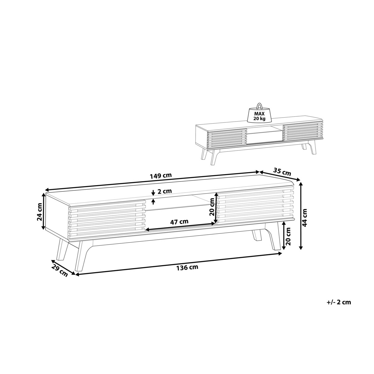 Szafka RTV ciemne drewno z białym DETROIT