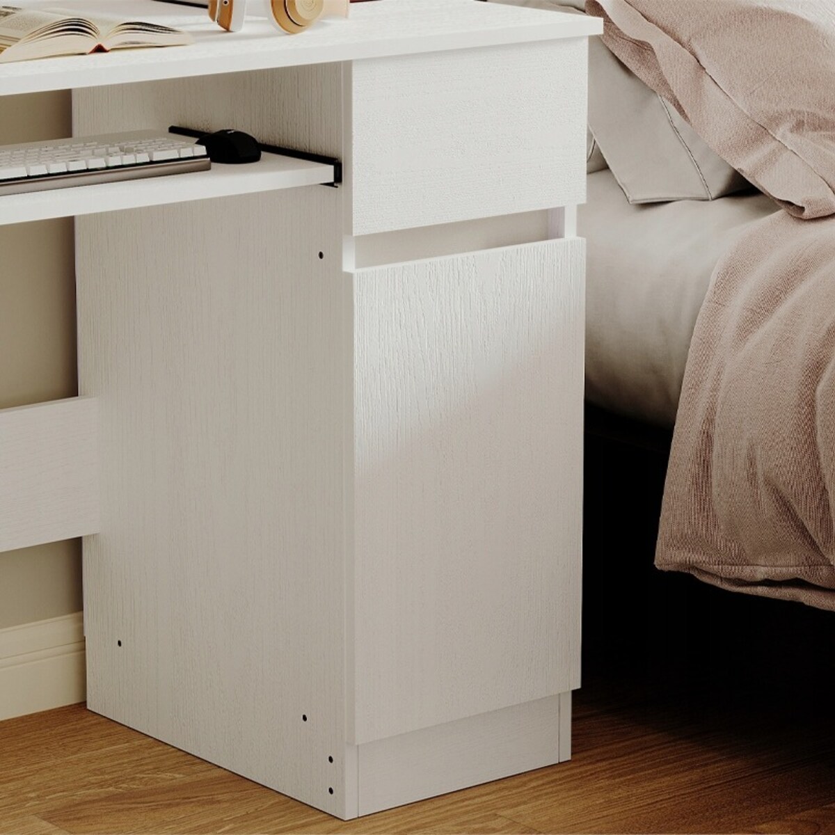 Biurko komputerowe białe nowoczesne z szufladą