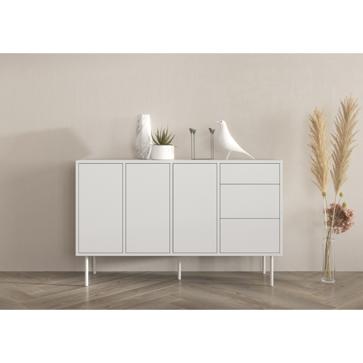 Biała nowoczesna komoda Dancan MIRKA / szer. 130 cm