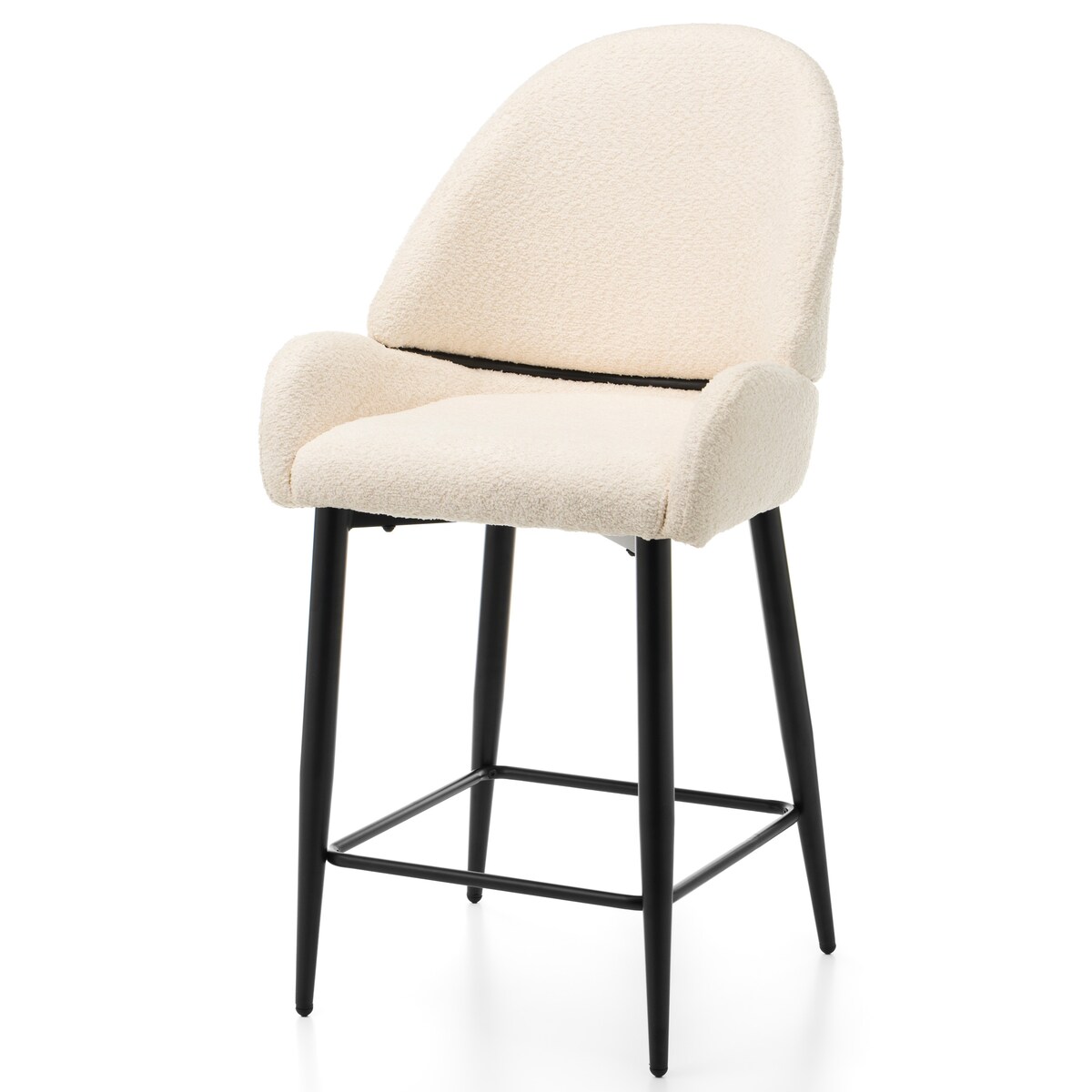 Hoker tapicerowany boucle do salonu BERGAMO jasnobeżowy