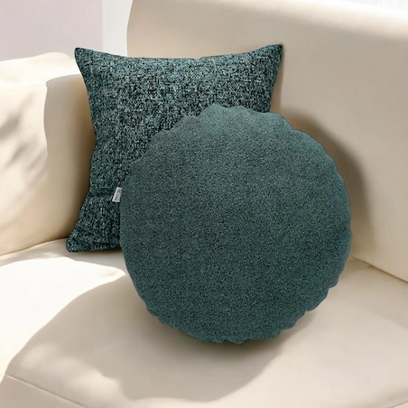 Okrągła ciemnozielona poduszka dekoracyjna 45 cm Ronda