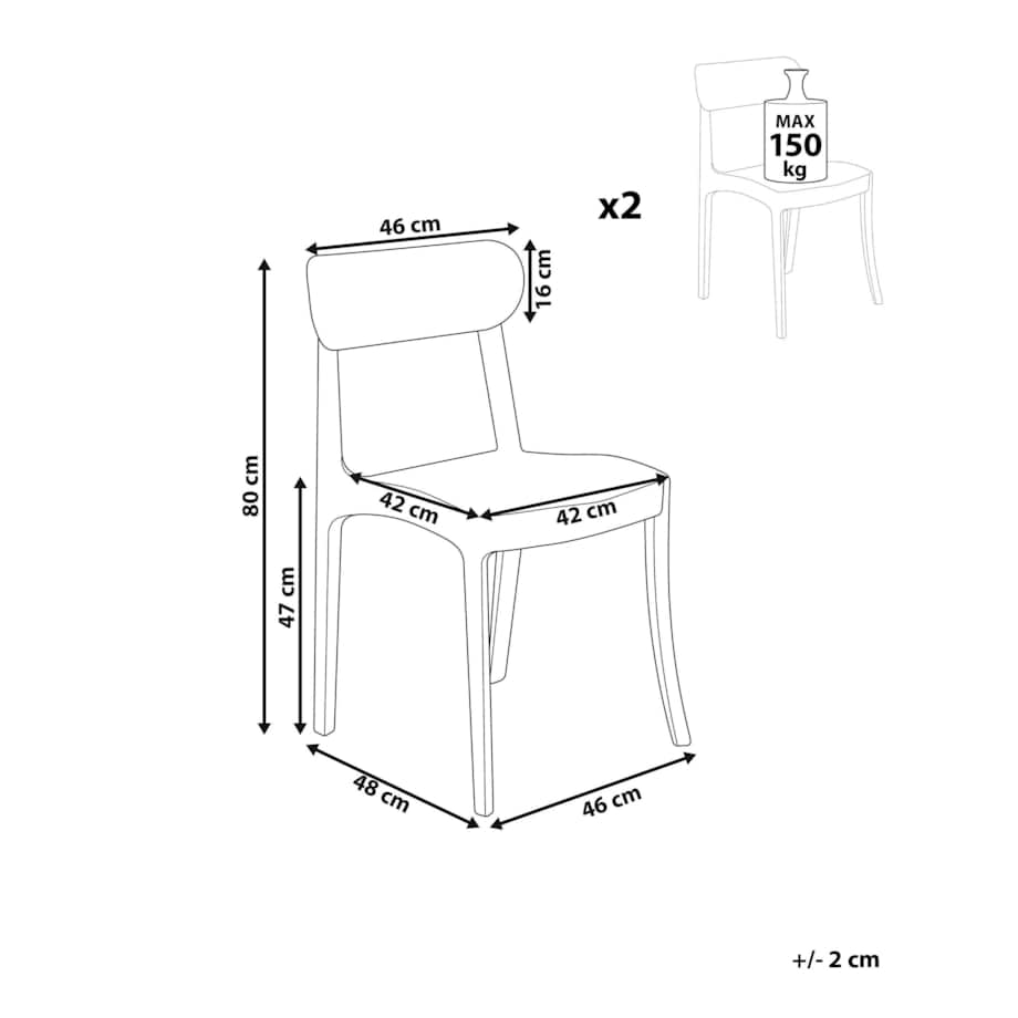 Zestaw 2 krzeseł do jadalni przezroczysty COVINGTON